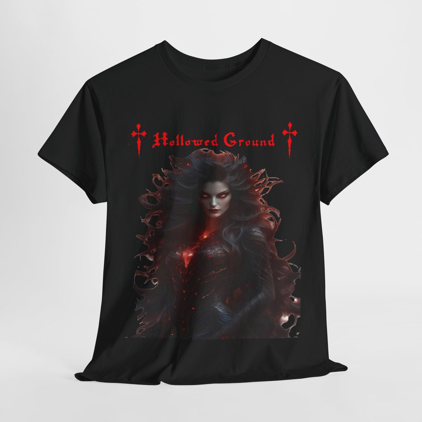Gothic Hollowed Ground Mistress of Death T-Shirt - Perfect for Halloween, Horror Fans, or Lounging Around